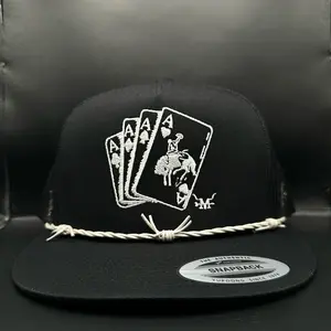 Bucking Aces SnapBack hat featuring white rope