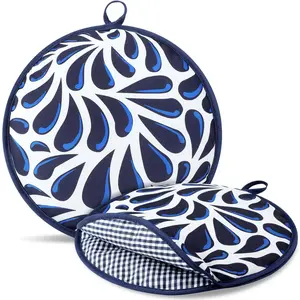 2 count 12 Inch Tortilla Warmer Pouch,  Blue Mexican Talavera  Microwavable Insulated Cloth Pouch for Tortillas, Tacos, Naan, and Pizza Rolls