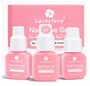 Gel Nail Glue for Press on Nails: No U V Lamp Need, Upgraded Air Fast-curing Super Strong Glue Gel Travel-Size 5ml for Nail Tips Fake Nails & Acrylic Long Lasting 3PCS