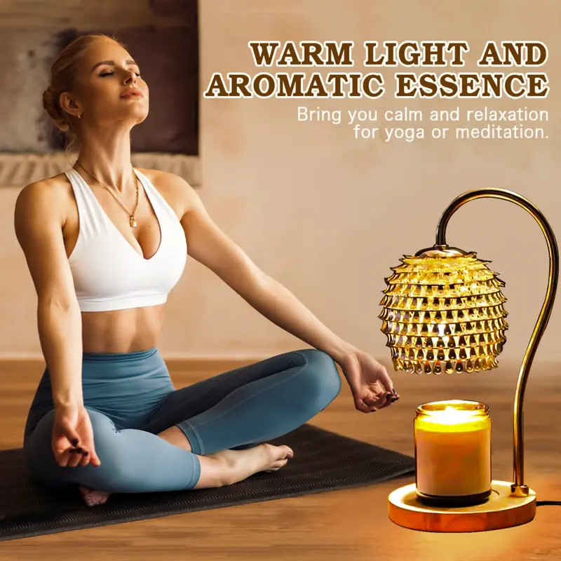 Product Introduction of Candle Heat Lamp with Timer, Wax Melt Heater Electric Candle Heat Lamp, Home Decor Cozy Home Warming Gift, Gold 7