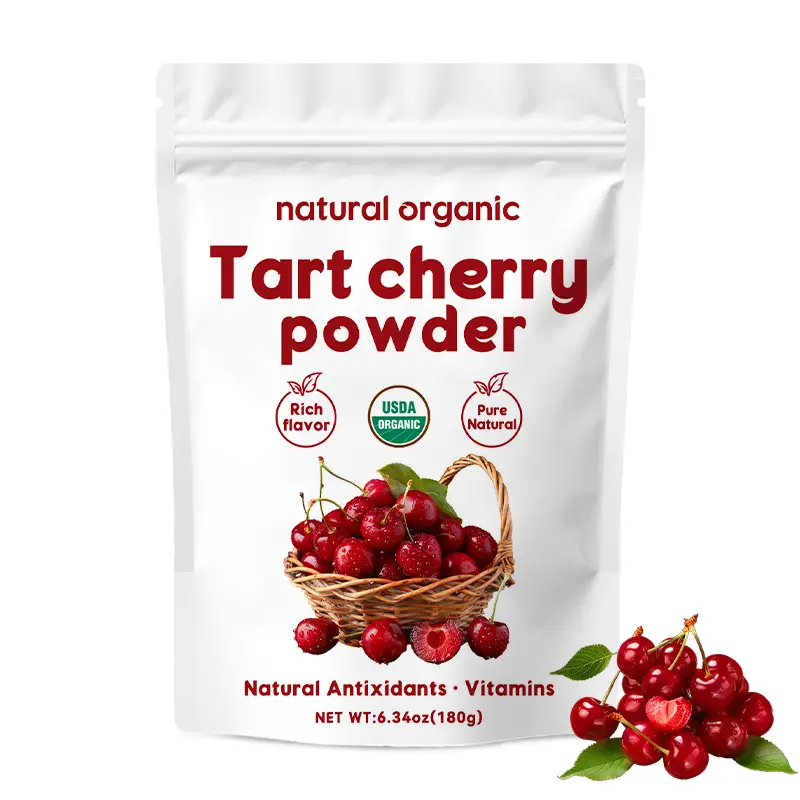 WACACEE Certified Organic Fruity Sour Cherry Juice Powder - 180g Vegan, Gluten-Free, Whole Fruit Extraction, Quick-Dissolving, Sweet-Tart, Fragrance-Free, No Preservatives/Artificial Colors, Easy Storage, 24-Month Shelf Life, for Yogurt, Smoothies