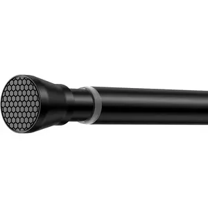 Adjustable Tension Curtain Rod 30 to 64 inches, No Drill Spring Tension Rod for Window, Bathroom, Doorway, Black