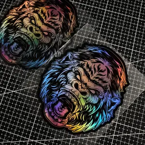 1PC King Kong Gorilla Sticker. Fierce Animal. Reflective Laser Technology. Suitable for Electric Vehicles and Motorcycles. Waterproof DIY Car Window Glass Decorative Vinyl Sticker. Sticker For Cars Truck Car Decal