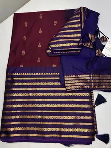 Mangalgiri Pattu Wine Purple Soft Silk Saree