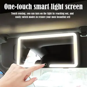 Car Sun Visor Vanity Mirror, Rechargeable Car Makeup Mirror with LEDs, Dimmable Touch Control, 3 Light Modes, Universal Fit for Cars & Trucks–Ideal Accessories for Women & Girls