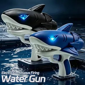 Automatic Electric Water Eject Gadget In Shark Appearance With Flashing Light, Rechargeable Continuous Water Outlet Toy, Portable Summer Water Play Gear For Open Air Event, Lakeside And Poolside Interactive Games