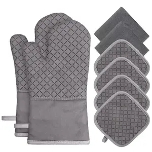 Kitchen Essentials Set 4PCS/8PCS, Heat Resistant Oven Mitts, Non-Slip Silicone Trivets, Absorbent Towels, Multi-Use Home Cooking Baking Cleaning Must-Have