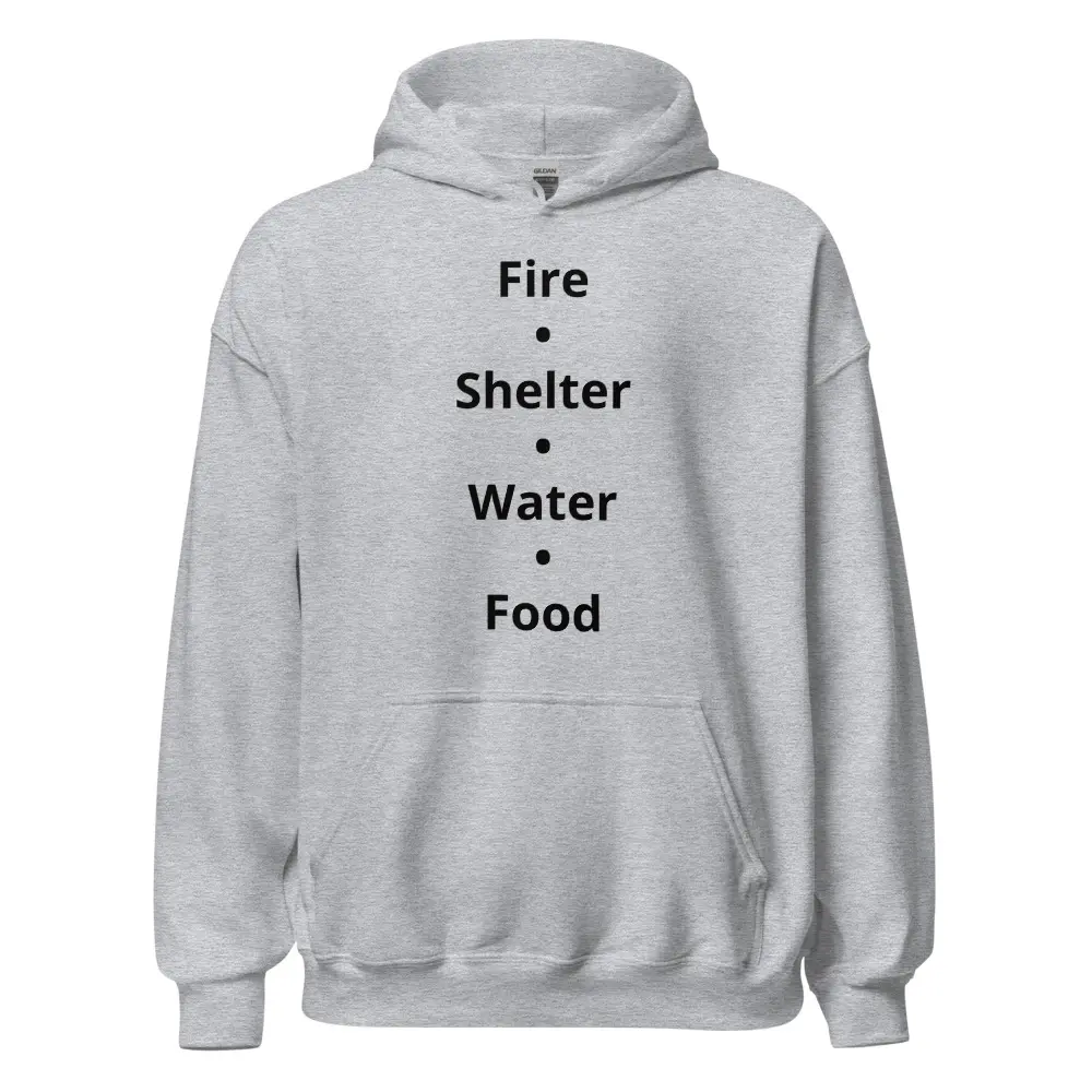 Unisex Fabric Blend Regular Size Simple Graphic Hoodie, Survival Basics Gear, Outdoor Skills Apparel