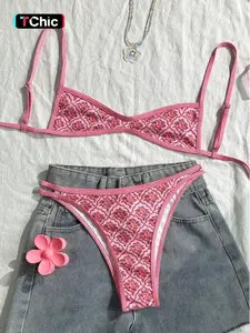 Two-Piece Set Women's Floral Print Bikini Set, Casual Fashion Chic Swimsuit Set for Beach Holiday Vacation, Ladies Summer Clothes, Beach Bathing Suit