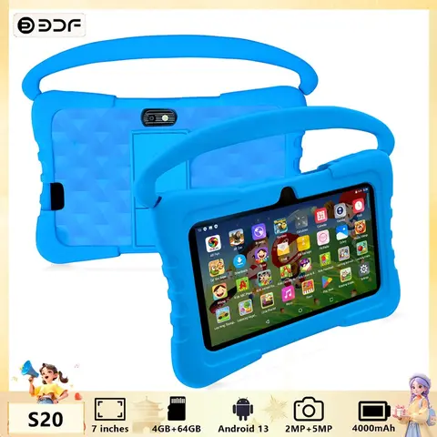 7-Inch Android Learning Entertainment Touchscreen Tablet Kid Tablet with Education Software, USB Charging, Quad-Core Processor, 4GB RAM, HD IPS Display, Parental Lock, Dual Cameras
