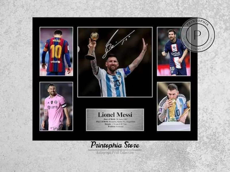 Printable Messi Signed Poster, Soccer Wall Art Gift, Football Autograph Poster Print, Room Decor for Football Fans