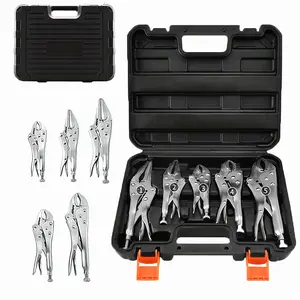 5pcs Heavy-Duty Locking Vise Grips Set with Box - 5"/7"/10" Curved Jaw Vise Pliers, Adjustable Height, High Carbon & Comfortable Non-Slip Jaw for Workshop,, DIY, Professional Kit