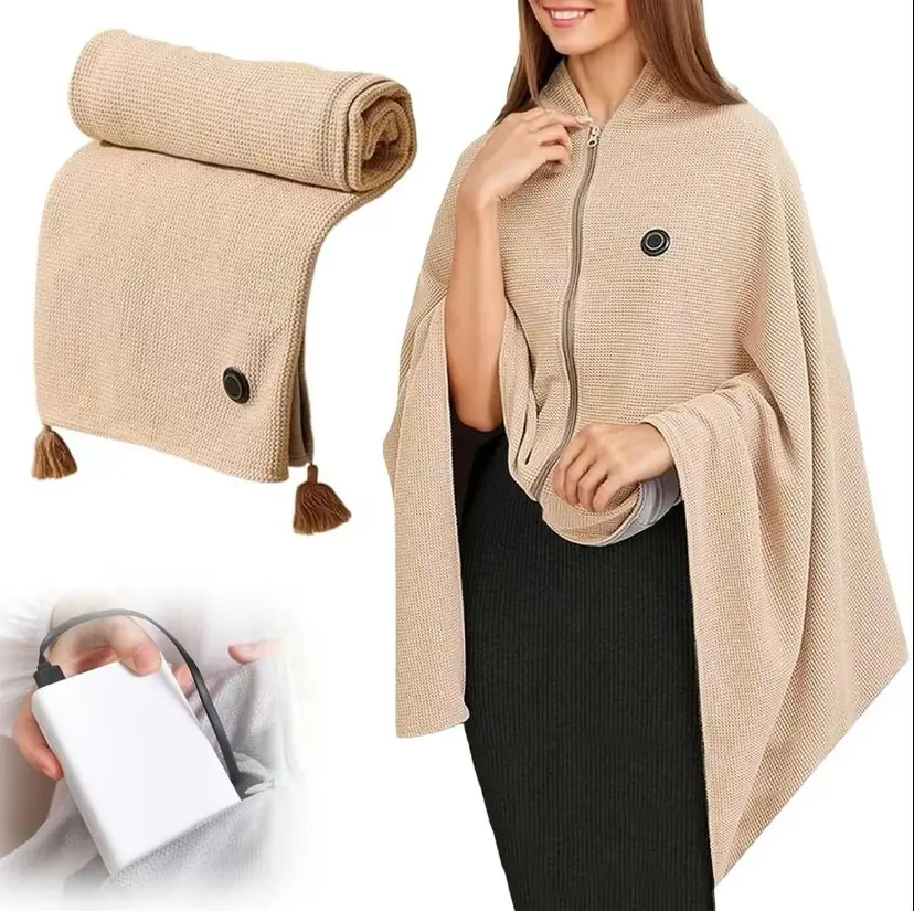 Heated Blanket Shawl Portable USB Wearable Electric Blanket 3-Level Heating Modes Washable for Home Office Travel Includes Gift Box