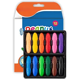 Z-ITC30  Peanut Crayons for Kids, 12 Colors Washable Toddler Crayon, Non-Toxic Baby Crayon for ages 2-4, 1-3, 4-8, Coloring Art Supplies