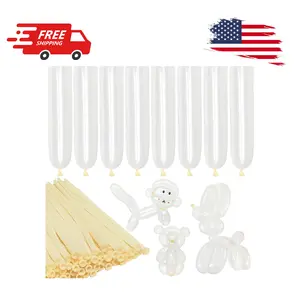 260 Balloons Clear Long Skinny Latex Balloon for Balloon Animals, 100Pcs