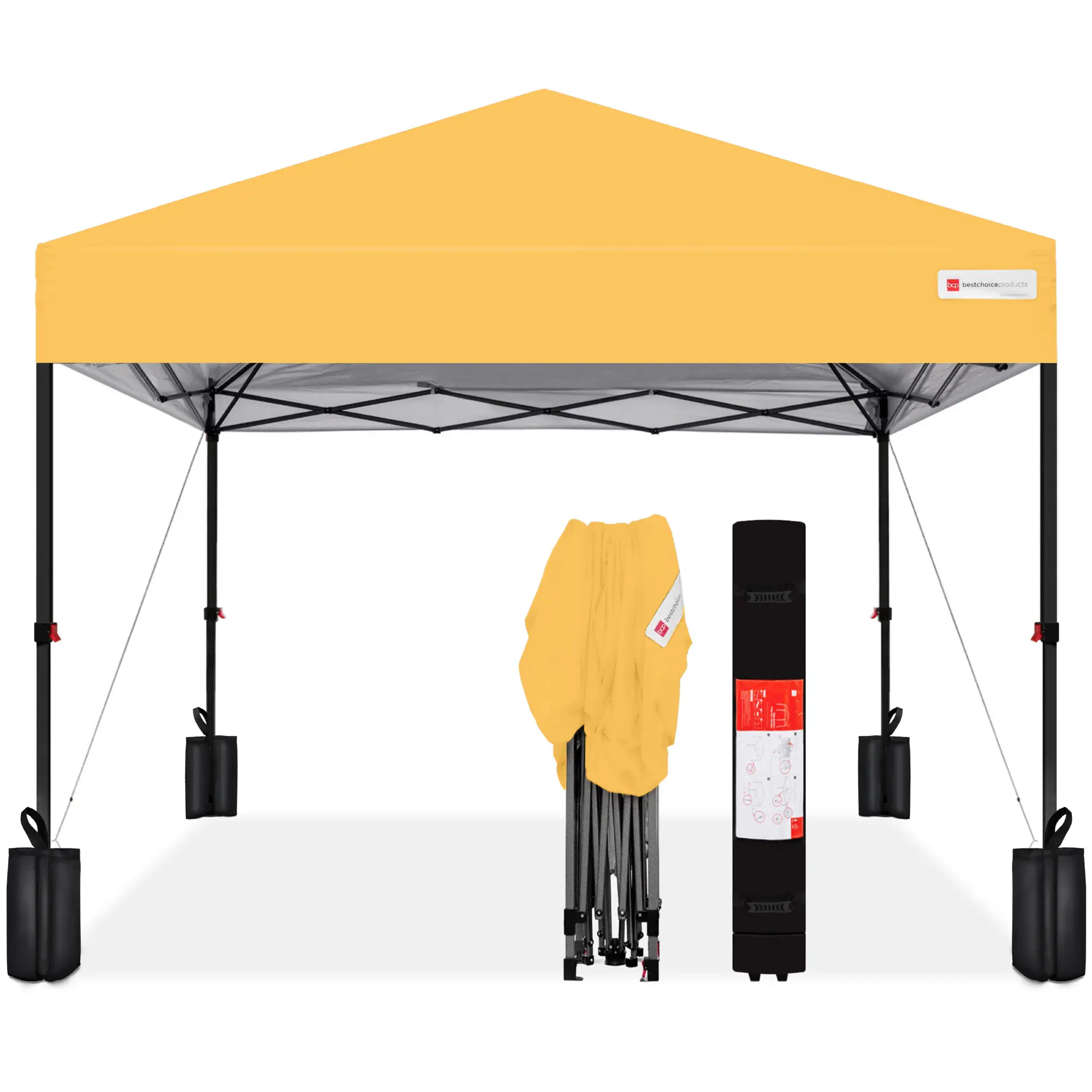 Best Choice Products 10x10ft Easy Setup Pop Up Canopy w/ 1-Button Setup, Wheeled Case, 4 Weight Bags Best Choice Products 10x10ft Easy Setup Pop Up Canopy w/ 1-Button Setup, Wheeled Case, 4 Weight Bags