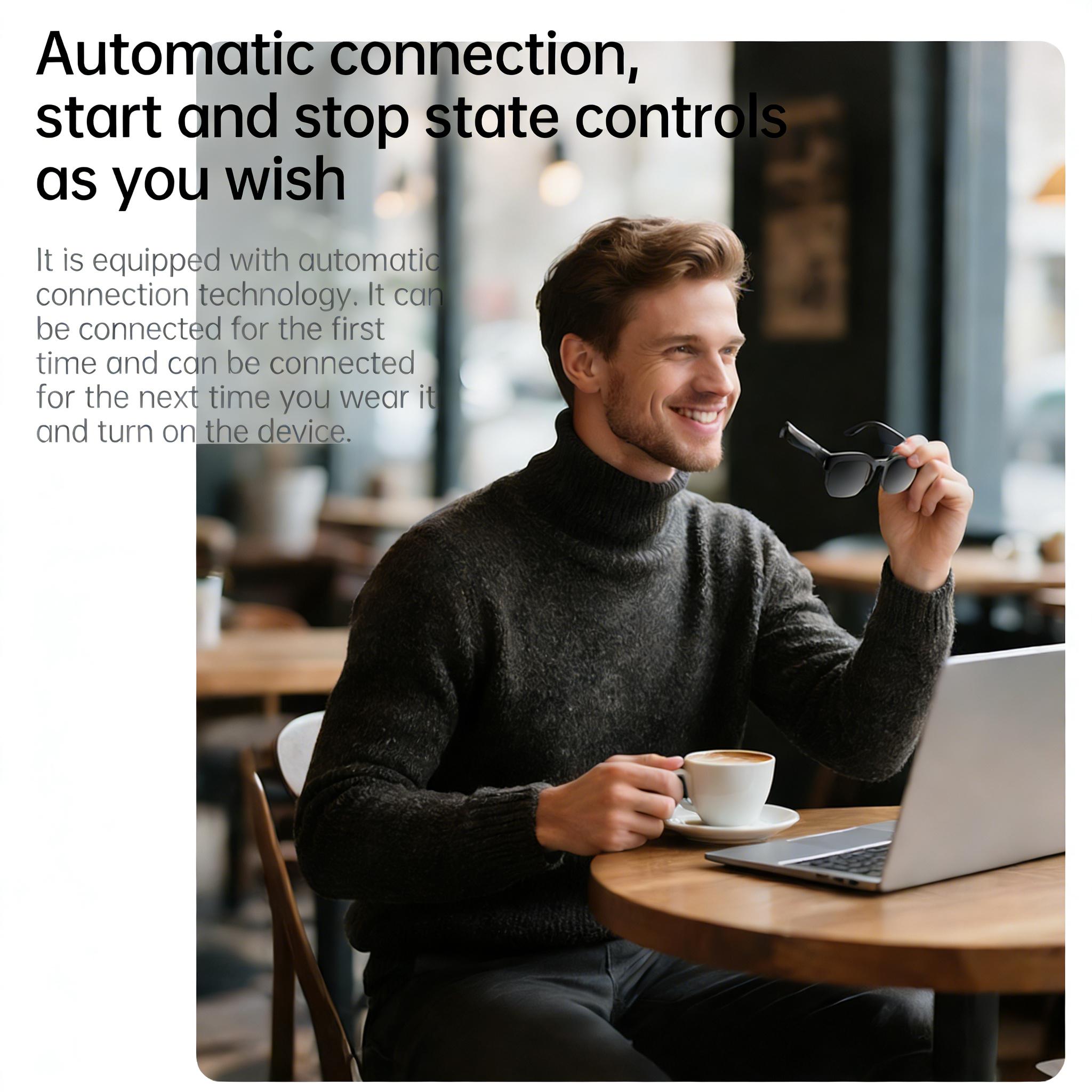 2026 Latest Smart Audio Glasses with Bluetooth, Open-Ear Speakers, Music & Hands-Free Calls, AI Voice Assistant,Translation for 164+ Languages Lightweight Wearable Tech Glasses for Men & Women