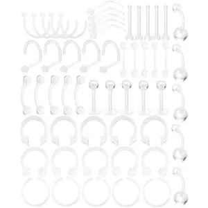 Clear Piercing Retainers Flexible  14G 16G 20G Navel Belly Button Ring Lip Labret Eyebrow Tongue Barbells Cartilage Tragus Earrings Retainer