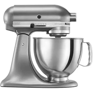 KitchenAid Artisan Series 5 Quart Tilt Head Stand Mixer with Pouring Shield KSM150PS, Contour Silver, Zinc