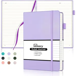 Hardcover Numbered College Ruled Journal, Medium 5.5x 8.25, 160 Pages 100GSM Writing Paper, Purple