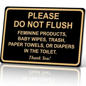 Please Do Not Flush Feminine Products, Baby Wipes, Trash, Paper Towels, Diapers Bathroom Wall Decor 8x12 Inch Aluminum Metal Sign for Home, Apartment, Office, Restaurant - Retro Tin Sign Gift for Landlords, Property Managers, Homeowners