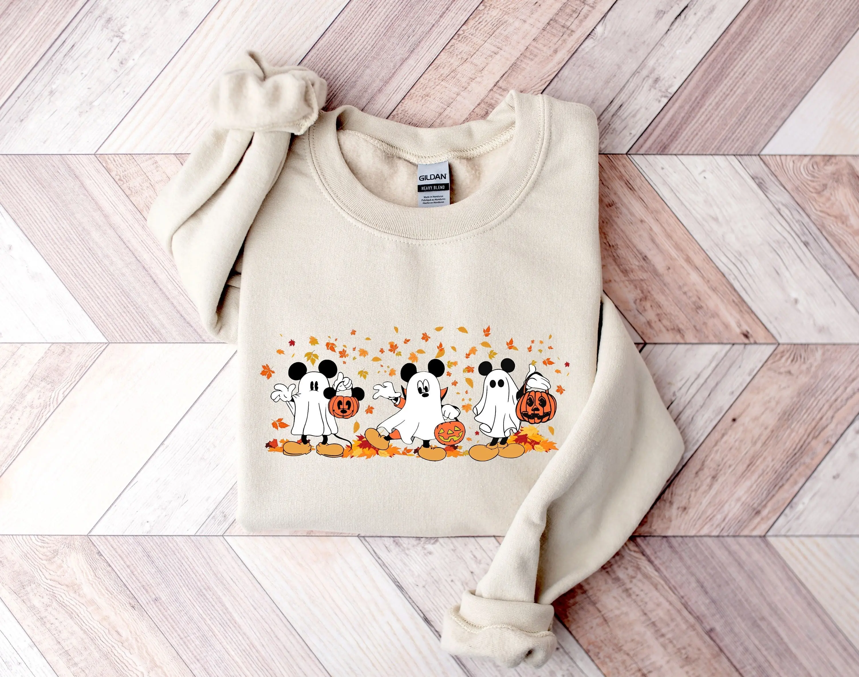 Mic--key Halloween Sweatshirt, Mic--key Ghost Sweatshirt, Halloween Sweatshirt, Mic--key Autumn Sweatshirt, Spooky Season Sweater, Fall Sweatshirt Cotton Crewneck Sweater Womenswear Tops Women Lady