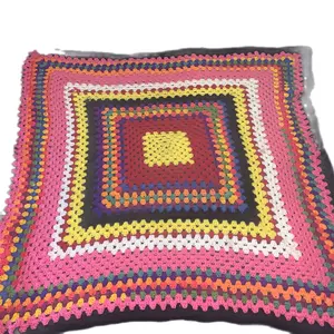 Hand Crochet Striped Cotton Blanket - Twin Size, Soft and Washable