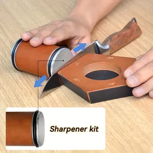 Multi-Functional Manual Rolling Knife Sharpener Kit,sharp edge stone set,Diamond Sharp Curve Knife Sharpener, Wooden Handle Sharpening Stone,Diamond Ceramic Knife Sharpening Set  for honing knives sharpening Kitchen Gadgets Steel Kitchenware Angle