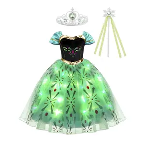 Acecharming Light Up Anna Princess Dress Up for Girls - Toddler Kids Fancy Dress for Halloween Cosplay Costume