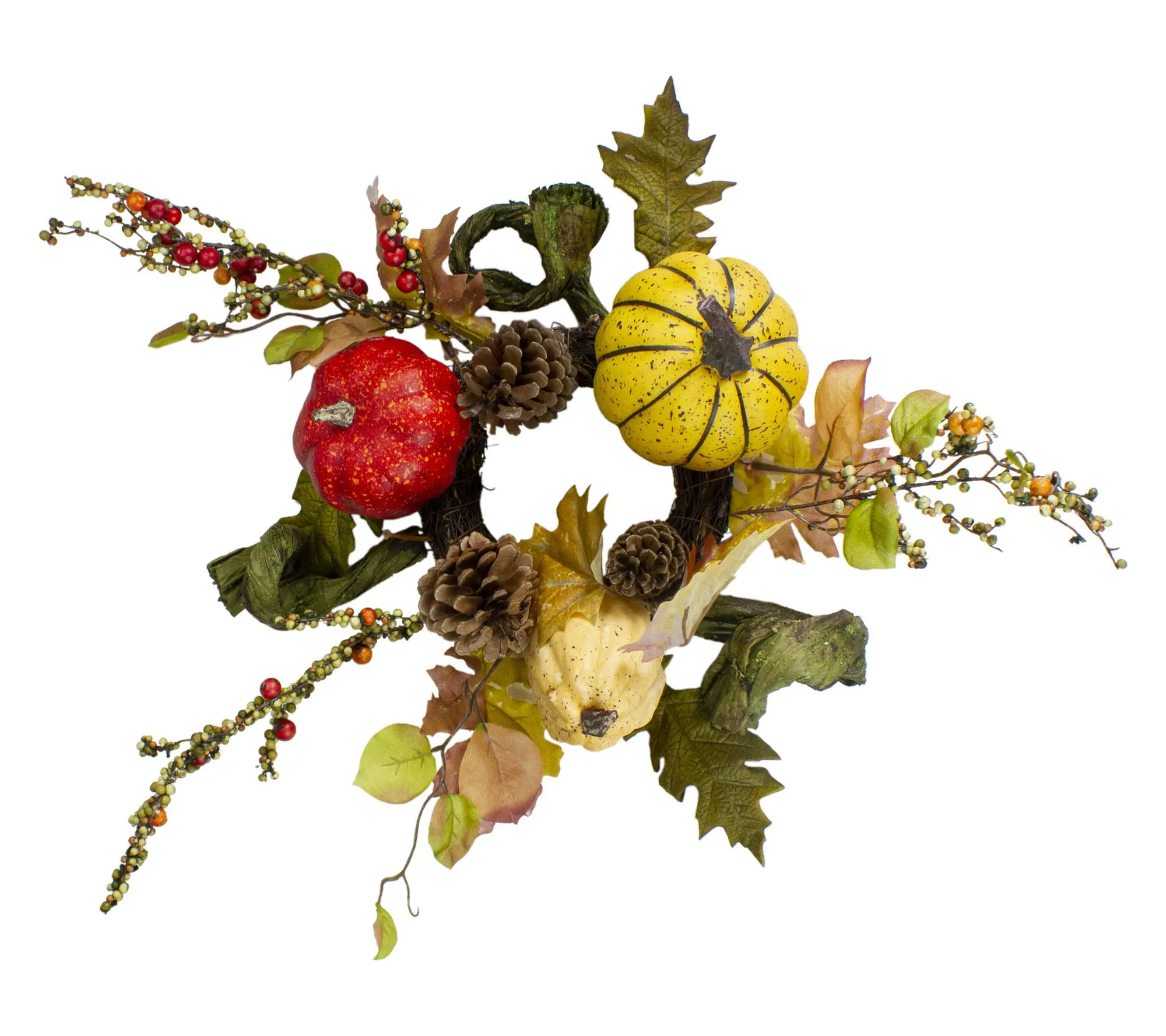Northlight Berries & Pine Cone Harvest Wreath 13" Unlit