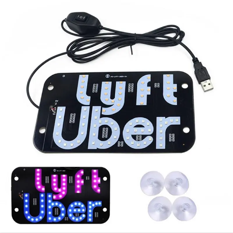 Car Interior Stickers Light Signs for Car, Glow Green Led Sign for Car Windshield, Decal Stickers with Suction Cups Flashing Hook Cab Indicator Illuminated Sign Decor, Switch Control by USB, Fit All Cars