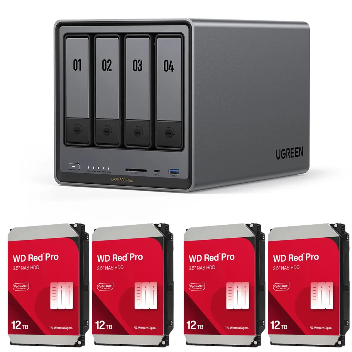 UGREEN NASync DXP4800 Plus 4-Bay NAS with 12TB HDD
