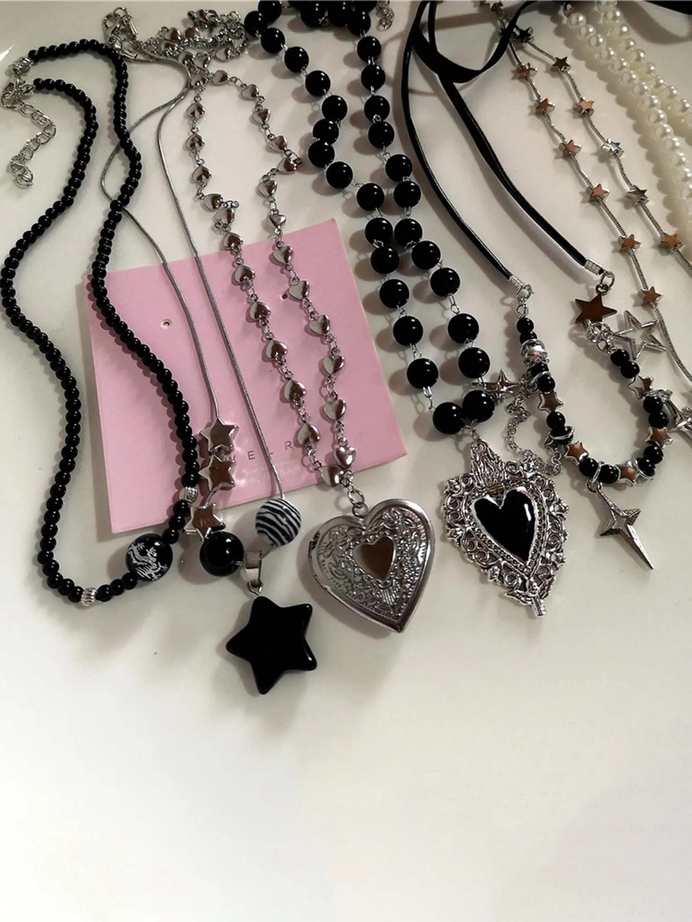 Punk Style Star & Heart Design Pendant Necklace, Punk Style Accessories, Girlfriend Gifts, Fashion Jewelry for Party, Daily Clothing Decor, All-match Jewelry for Birthday Gift, Alloy Necklace, Costume Jewelry Necklace