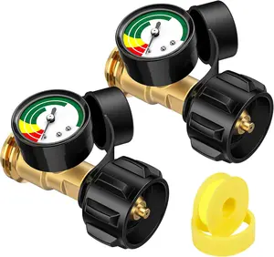 2 Pack  Tank Gauge Level ,  Gauge for  Tank 5lb to 40lb,  Gas  Gauge  Heater, Fire Pit, BBQ Grill, QCC1/Type1 Connection