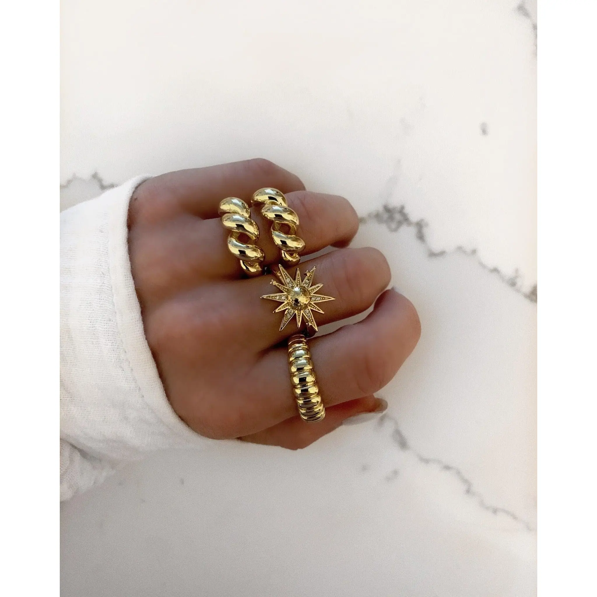 Dainty Croissant Ring | Chunky Gold Ring, Gold Signet Ring, Pinky Ring | Gold Dome Ring