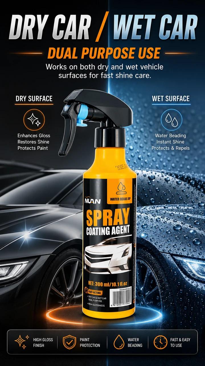 NUAN Car Ceramic Coating Spray – Paint Protection, Car Detailing, Easy Application, Long-Lasting Hydrophobic Formula, Gloss & Shine Booster NUAN Car Ceramic Coating Spray – Paint Protection, Car Detailing, Easy Application, Long-Lasting Hydrophobic Formula, Gloss & Shine Booster