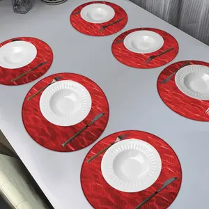 Elegant Ripple Placemats Set of 6, Anti-Slip Insulated Table Mats for Festive Occasions, High-End Banquet Dining Decorations