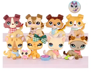5-8 PC Little Pet Shop Collie Great Dane Cocker Spaniel Dachshund Shorthair Cat for Minilpsshop Collection Kids Birthday Xmas Gift Set