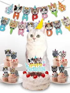 Birthday Party Decoration Set for Cats and Kittens Ornaments