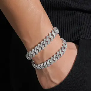 12mm Cuban Link Chain Bracelet - 925 Sterling Silver with Moissanite Diamonds