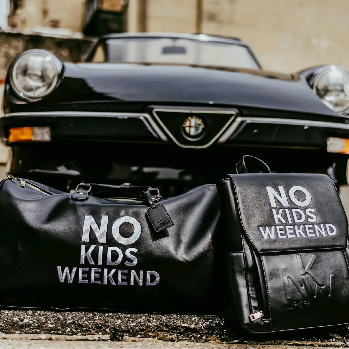 No Kids Weekend Luxury Black Duffle bag