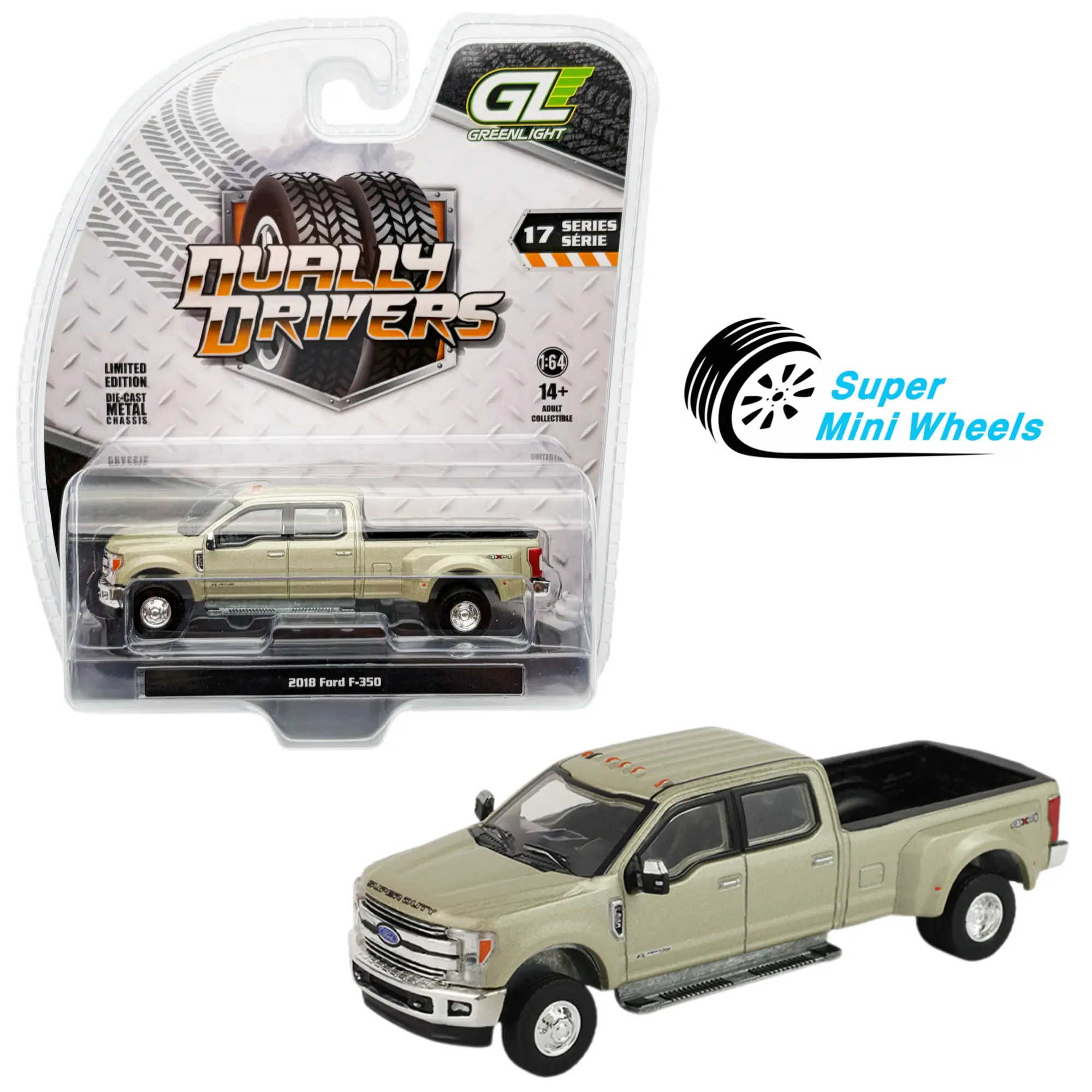 Greenlight 1:64 Dually Drivers 2018 Ford F-350 – White Gold 46170-E