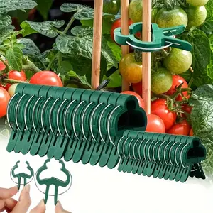 25/70 pieces (3*4.5/4.5*6 cm) reusable green plant support clips - durable plastic gardening greenhouse hooks, with adjustable design, does not damage tomatoes, vines, climbing plant branches, suitable for outdoor use in courtyard lawns, tomato vine suppo