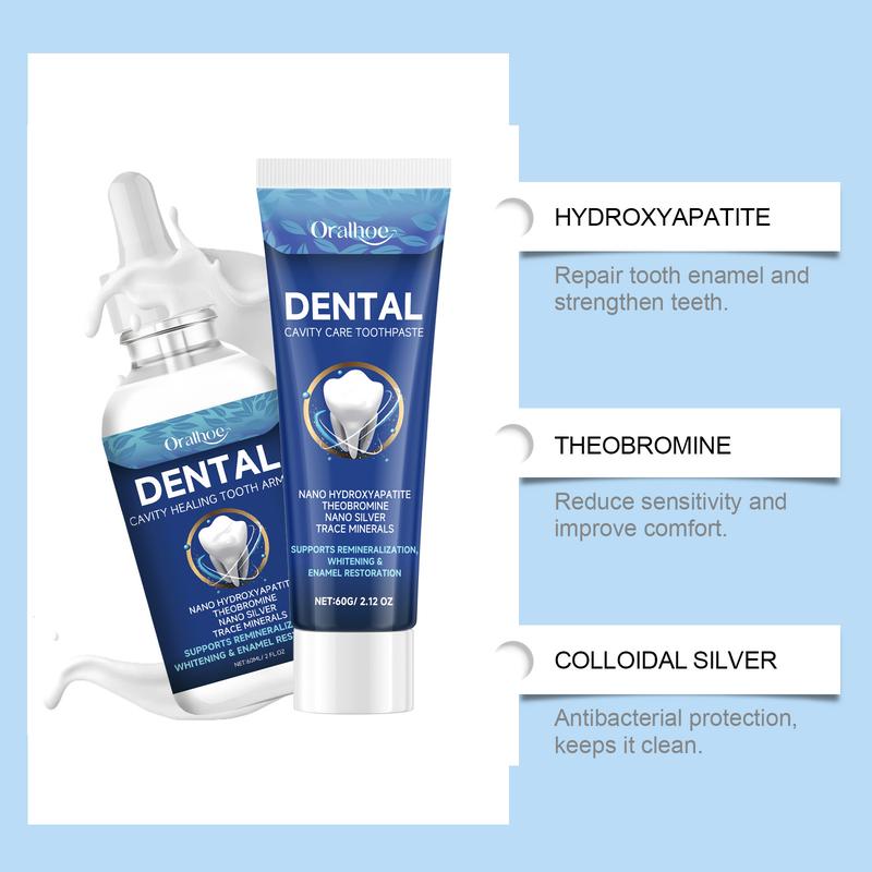 8pc Fluoride-Free Hydroxyapatite Tooth Armor Drops + Cavity Care Toothpaste + Whitening Toothbrushes | Enamel Repair, Cavity Care, Whitening & Fresh Breath | Gentle Oral Care for Sensitive Teeth & Gum Deep Cleaning teeth whitening & oral care products