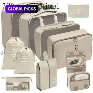 Travel Toiletries Storage Bag Set, 7pcs/10pcs Portable Zipper Clothes Storage Pouches, Compact Travel Toiletries Organizer for Cosmetics, Home and Suitcase Accessories, Travel Organization Pouch Set #GLOBAL PICKS