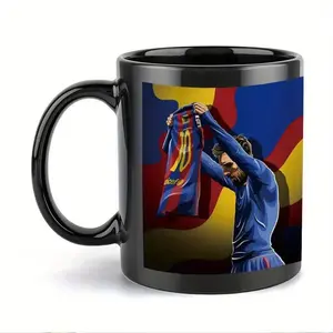 11oz Soccer-Themed Coffee Mug with Messi Barcelona Jersey Design - Glossy Finish, & Hand Wash Only - Perfect Gift for Birthdays
