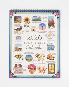 Brooklyn Swenson 2026 Bucket List Calendar Spiral Bound Art Planner Notebook 9x24 Uncoated Matte Cardstock Monthly Budget Planner