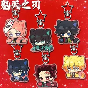 Cute Anime Cat Keychain, Demon Slayer Character Acrylic Charm, Anime Fan Collectible Gift