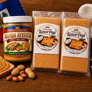 Haitian Manba Ayisyen & Kasav Peyi Combo Pack – 1 Peanut Butter Jar + 2 Kasav Crackers