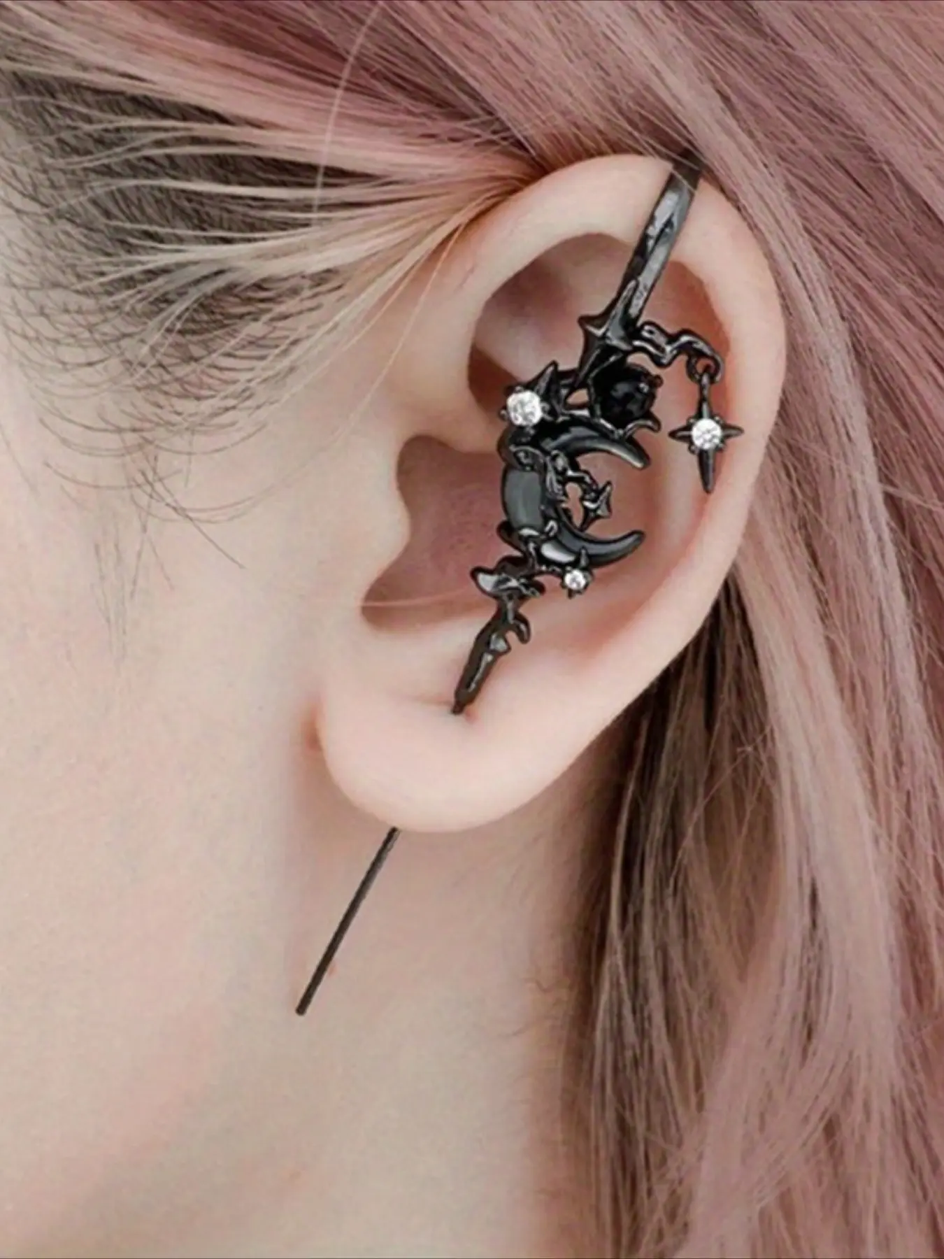 Punk Unique Y2K Stars and Moons Cubic Zirconia Earrings for Woman Witchy Jewelry Daily Vacation Music Festival Party Halloween Christmas Day punk style earrings Sparkling zirconia Shining earrings